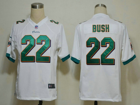 white Nike Game NFL jerseys Miami Dolphins 22 Reggie Bush